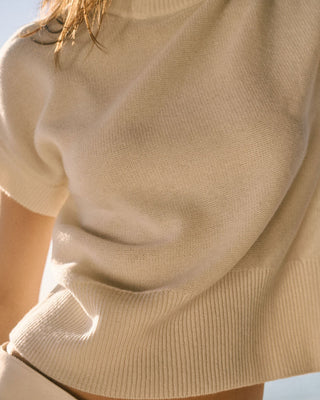 Maribel High-Neck Top - White - 100% Cashmere