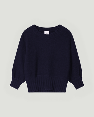 The Alva Sweater - Navy - Front - 100% Cashmere